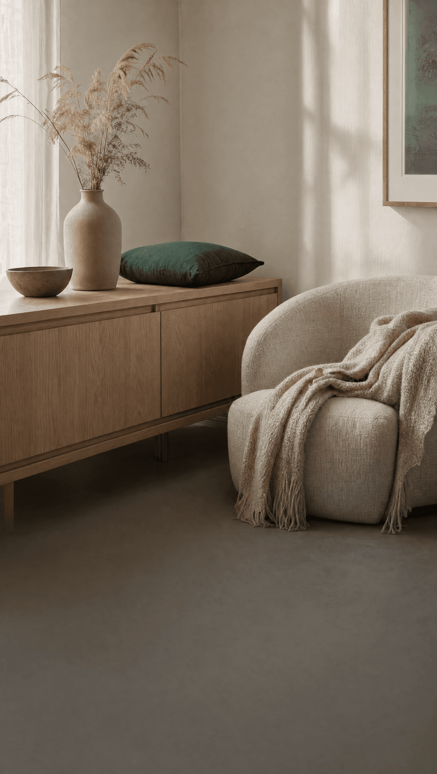 Een gestylde woonkamer met decor, zitmeubels en woonaccessoires